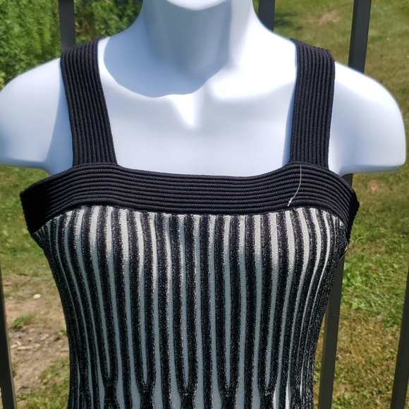 NWT RACHEL Rachel Roy Black & White Striped Dress - Picture 2 of 11